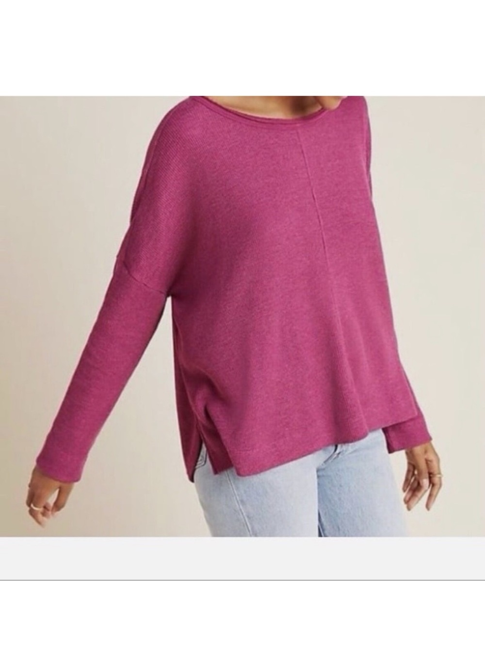 Anthropologie Fushsia Thermal Boxy Dolmam Top